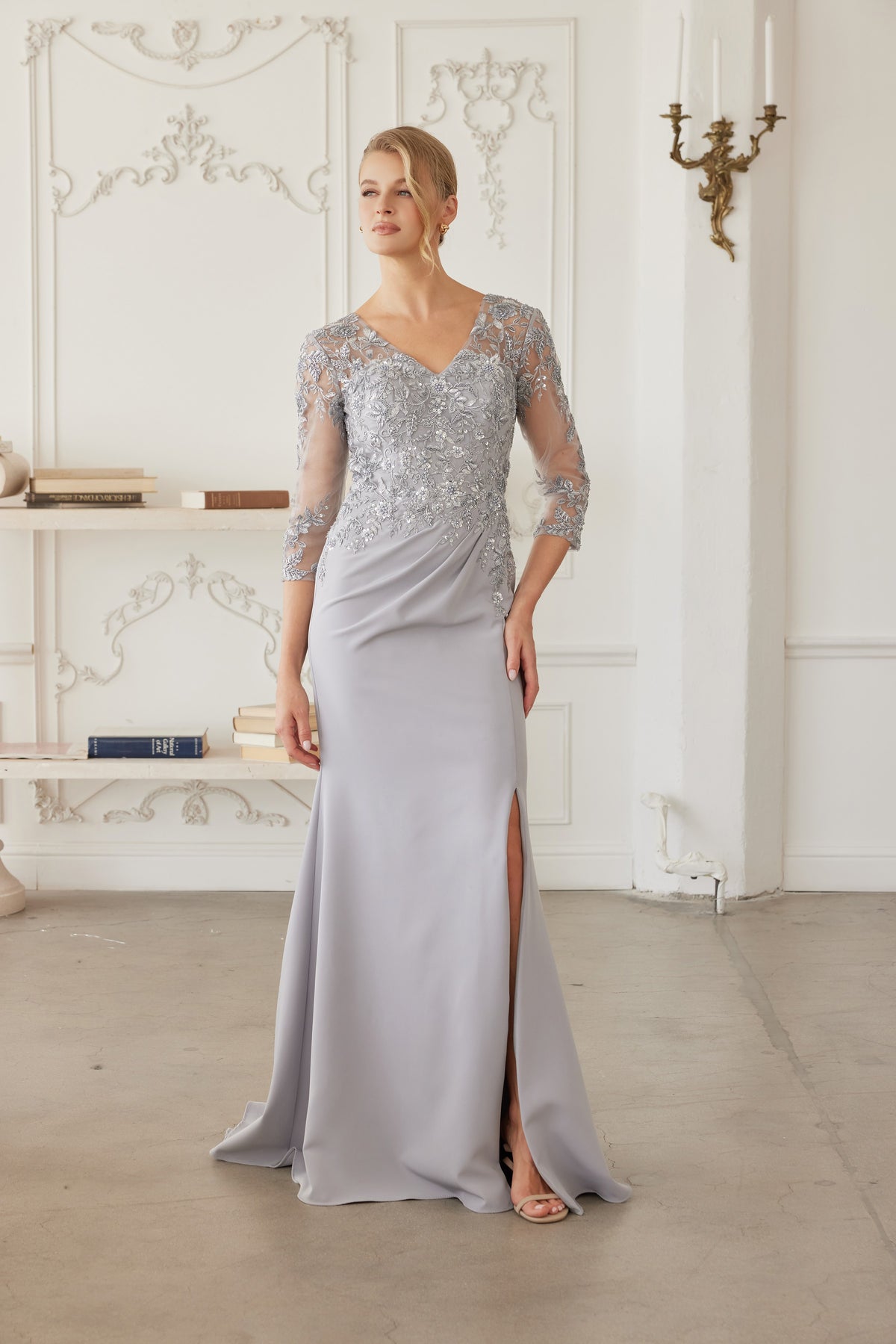 Cassiane evening dress in Silver