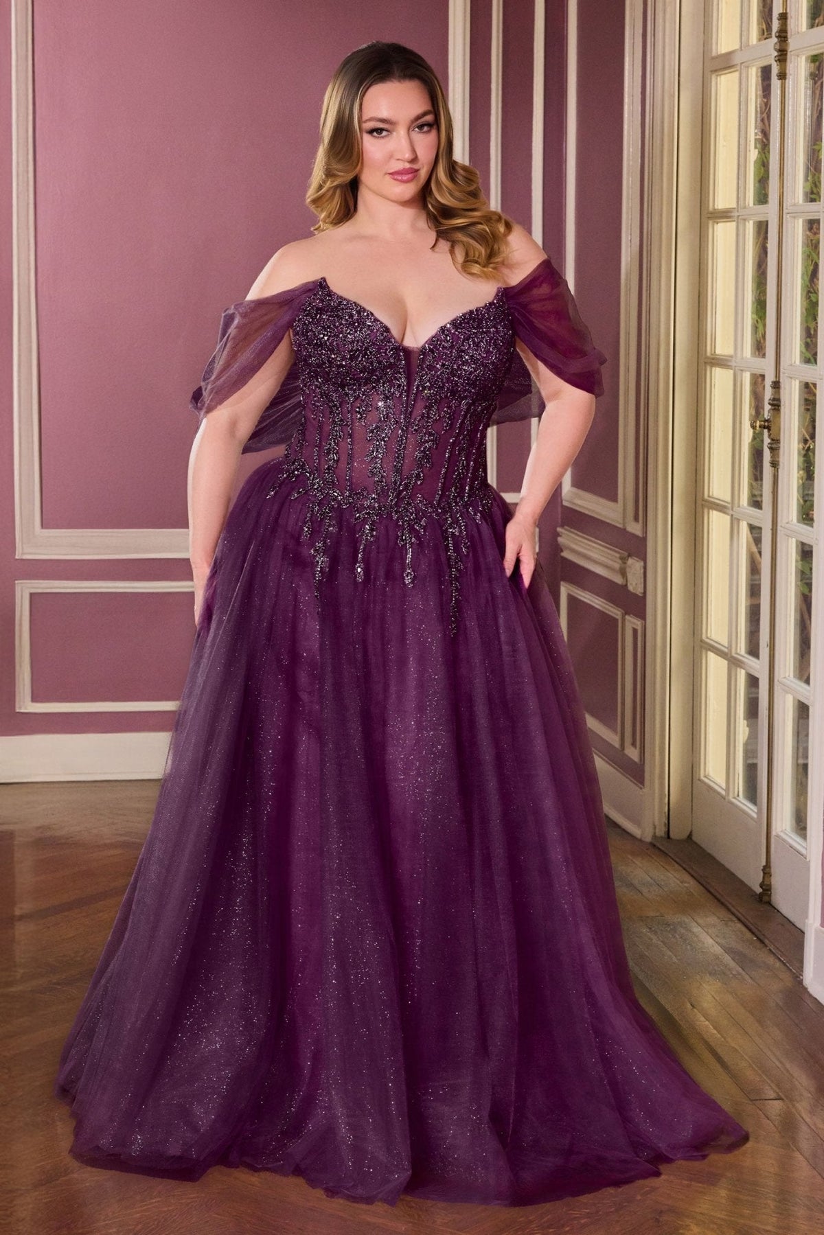 Channel Curve dress in Eggplant