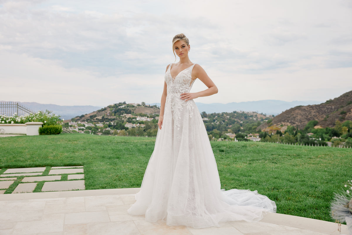 Clarissa wedding dress in White & Nude