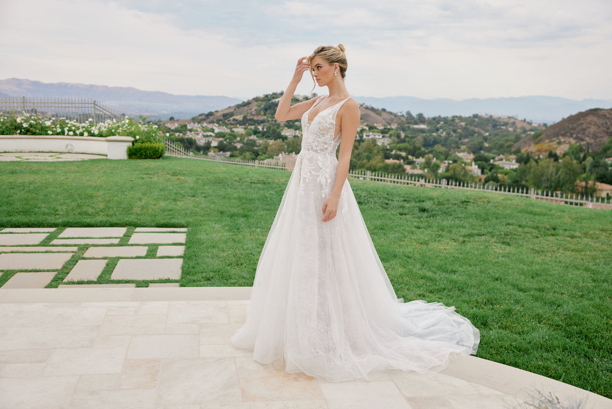 Clarissa wedding dress in White & Nude