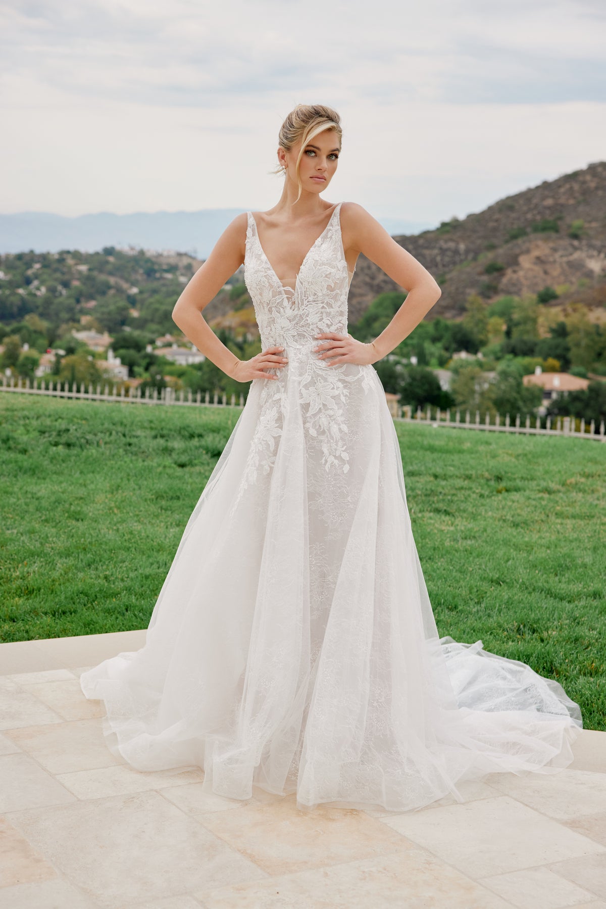 Clarissa wedding dress in White & Nude