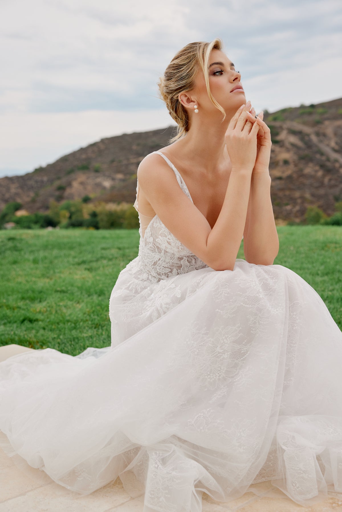 Clarissa wedding dress in White & Nude