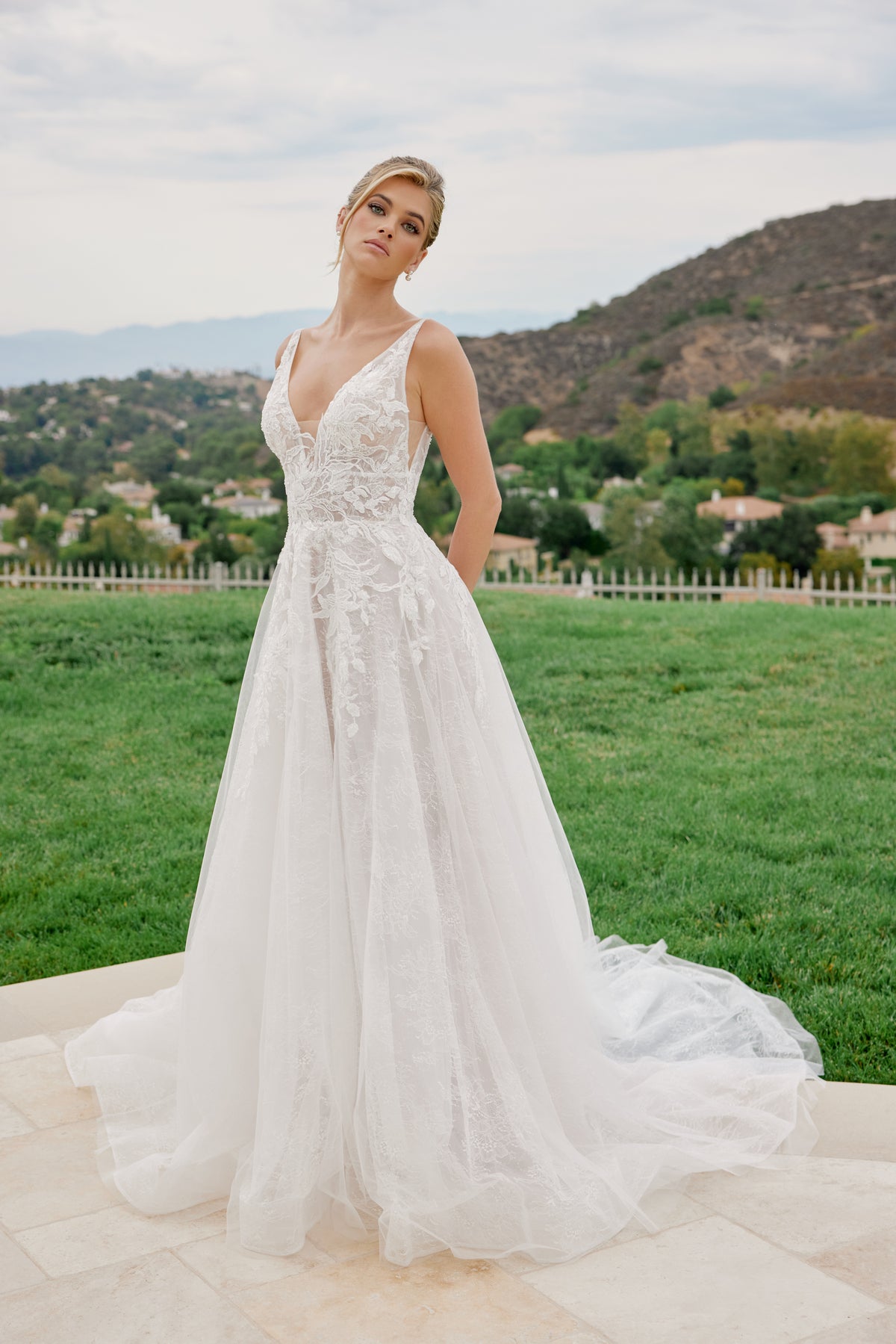 Clarissa wedding dress in White & Nude