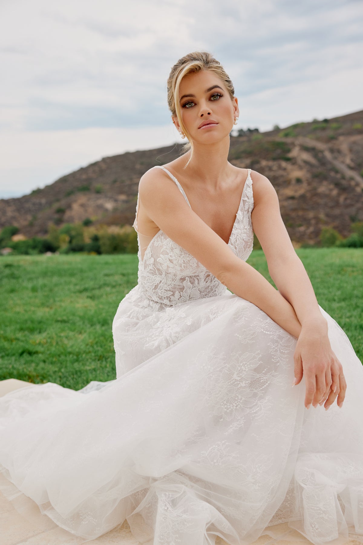 Clarissa wedding dress in White & Nude