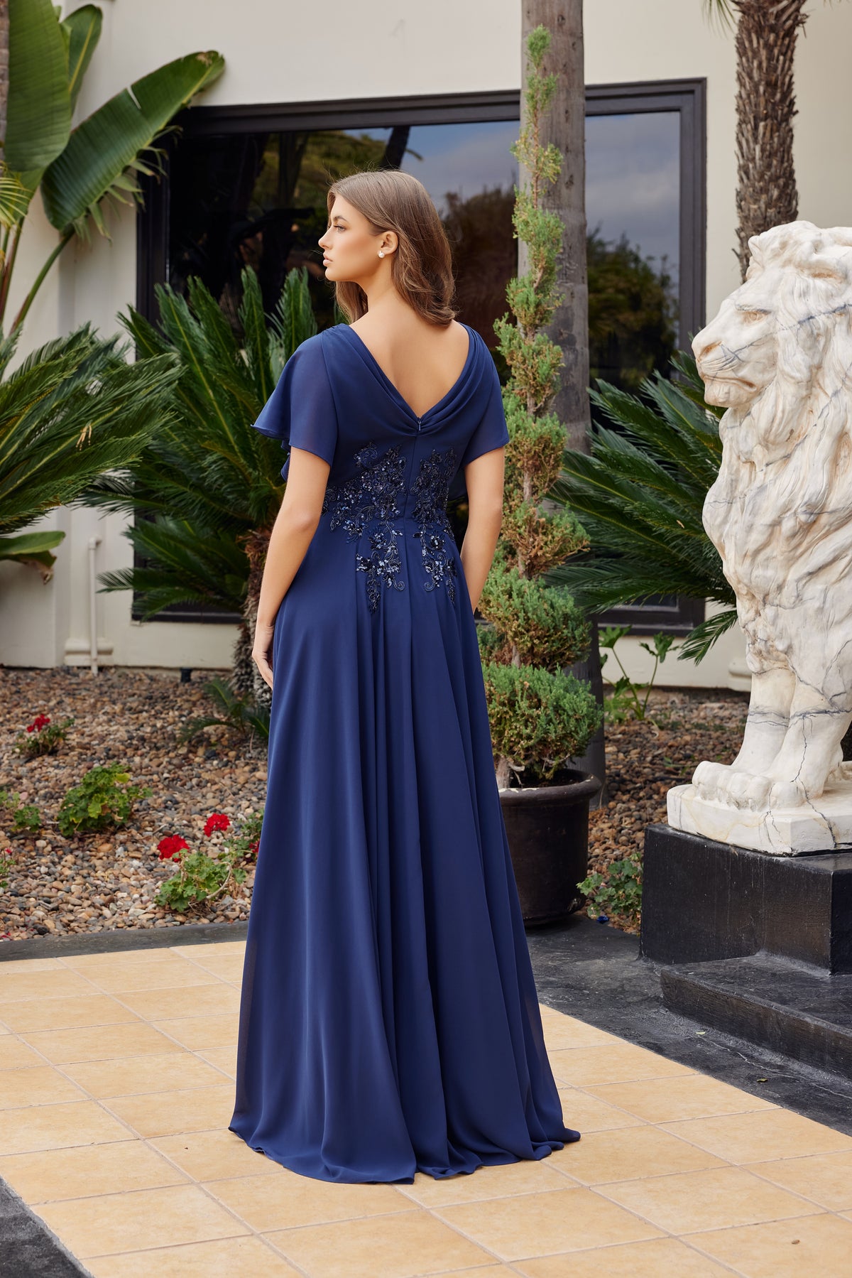 Clementina evening dress in Navy Blue