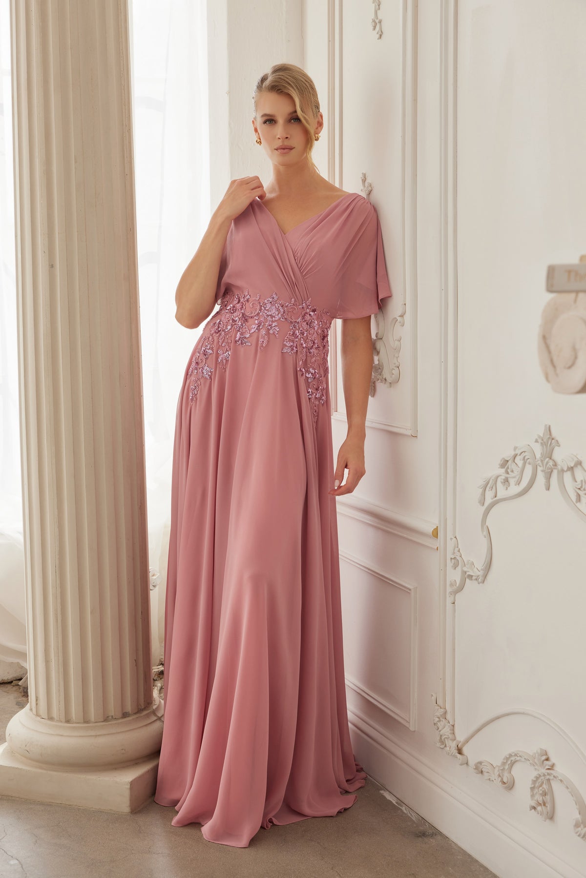 Clementina evening dress in Mauve