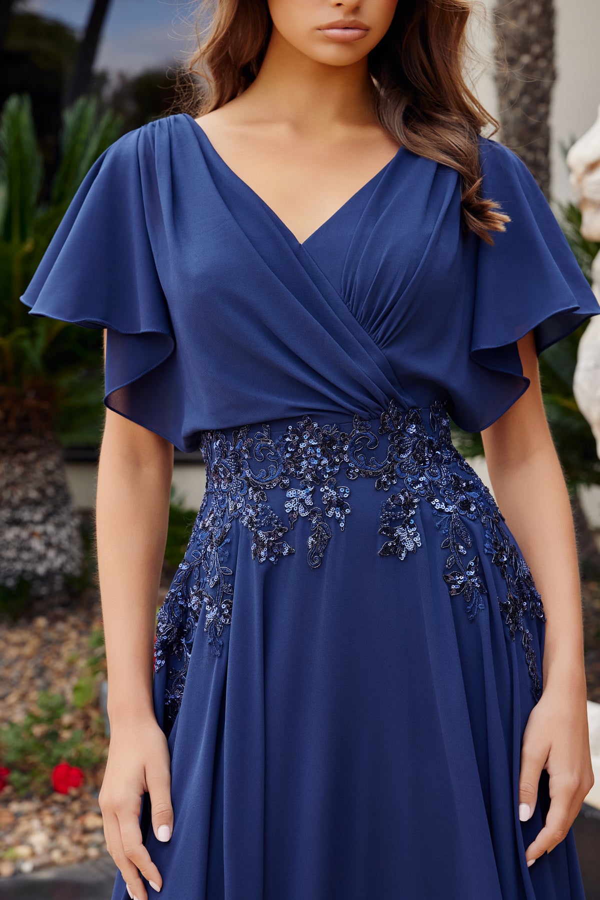 Clementina evening dress in Navy Blue