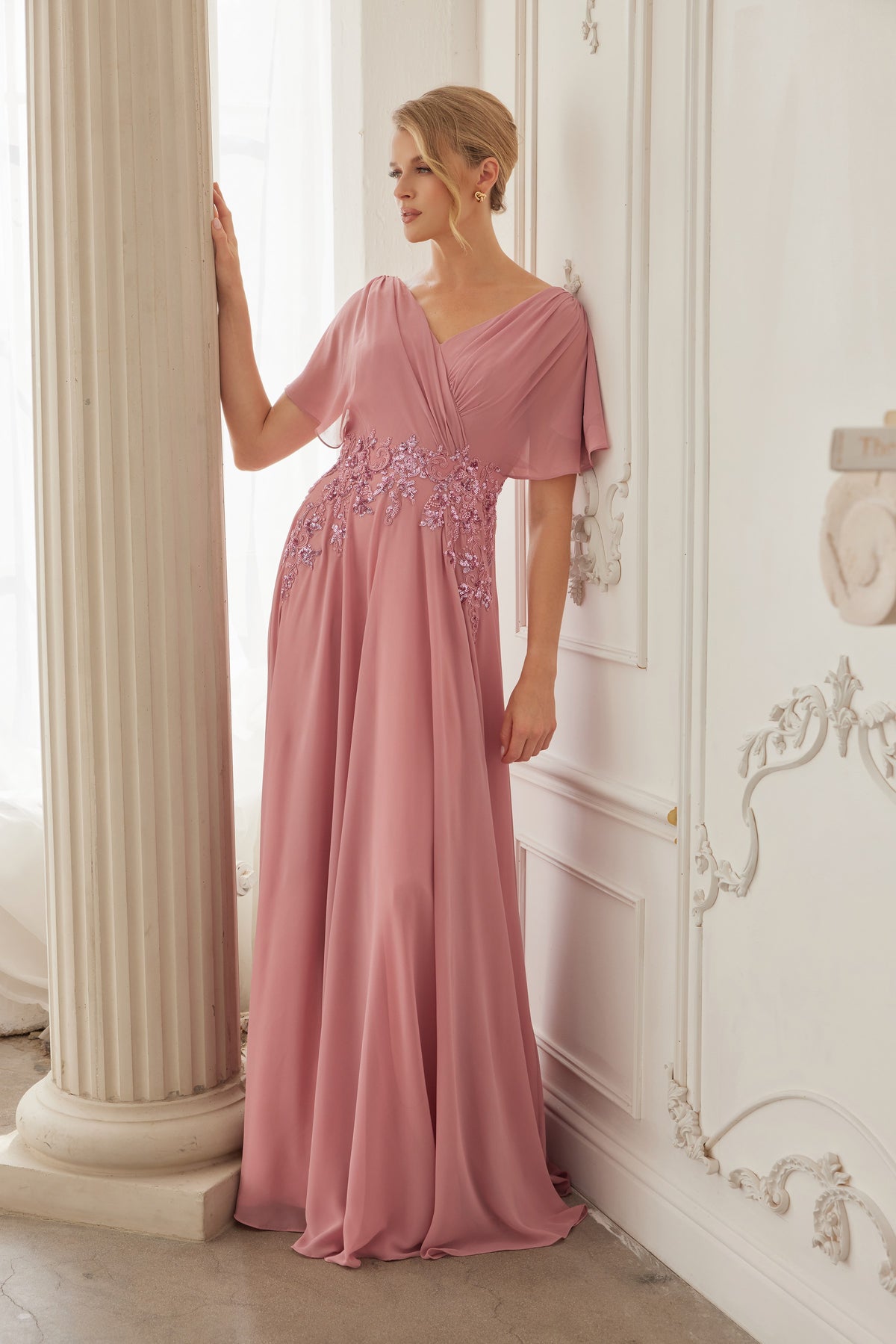 Clementina evening dress in Mauve