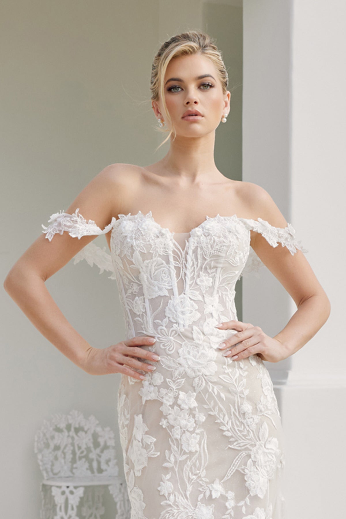 Colette wedding dress in White & Nude