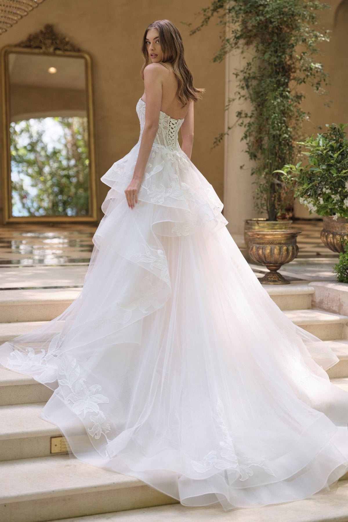 Eluned wedding dress in Off White-Nude, view 2