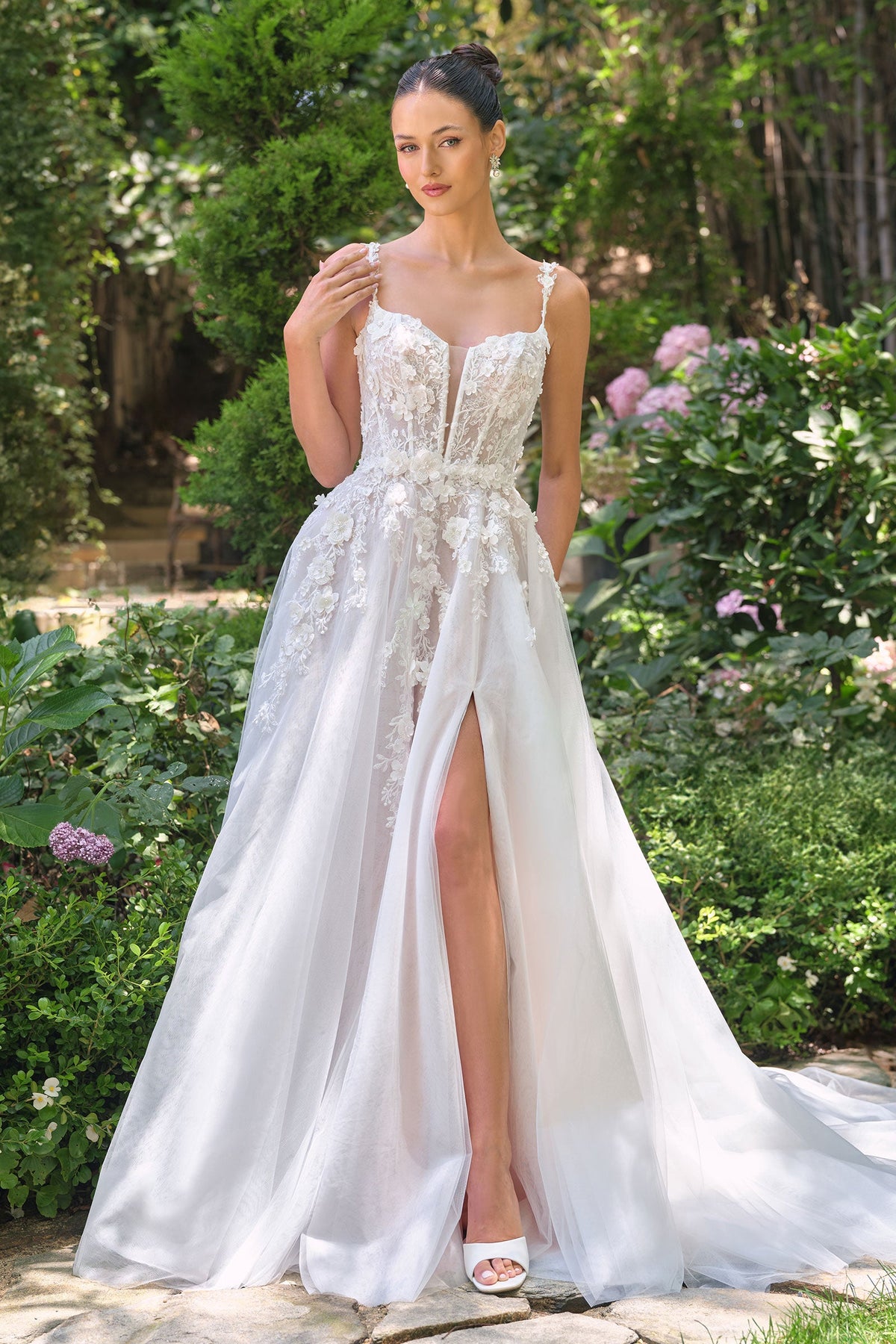 Eranthe wedding dress in Off White-Nude, view 1