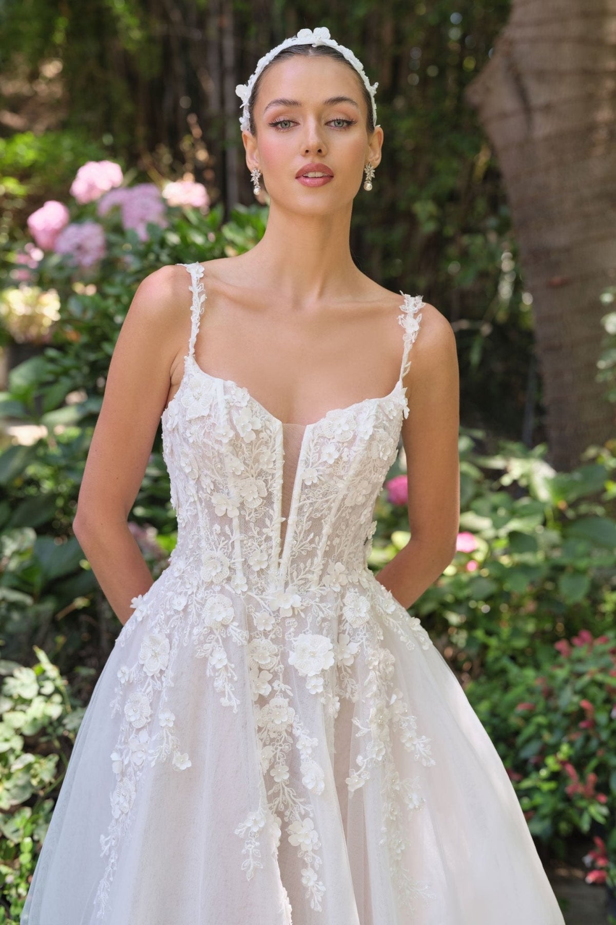 Eranthe wedding dress in Off White-Nude, view 2