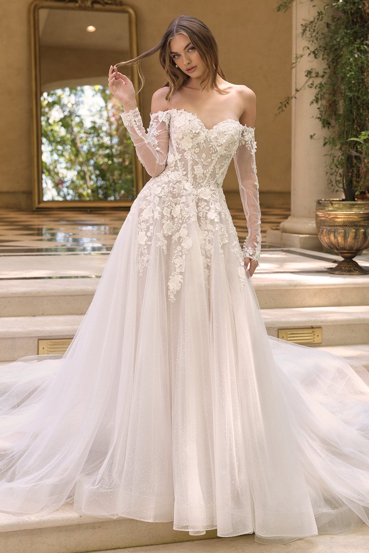 Euphemia wedding dress in Off White-Nude, view 1