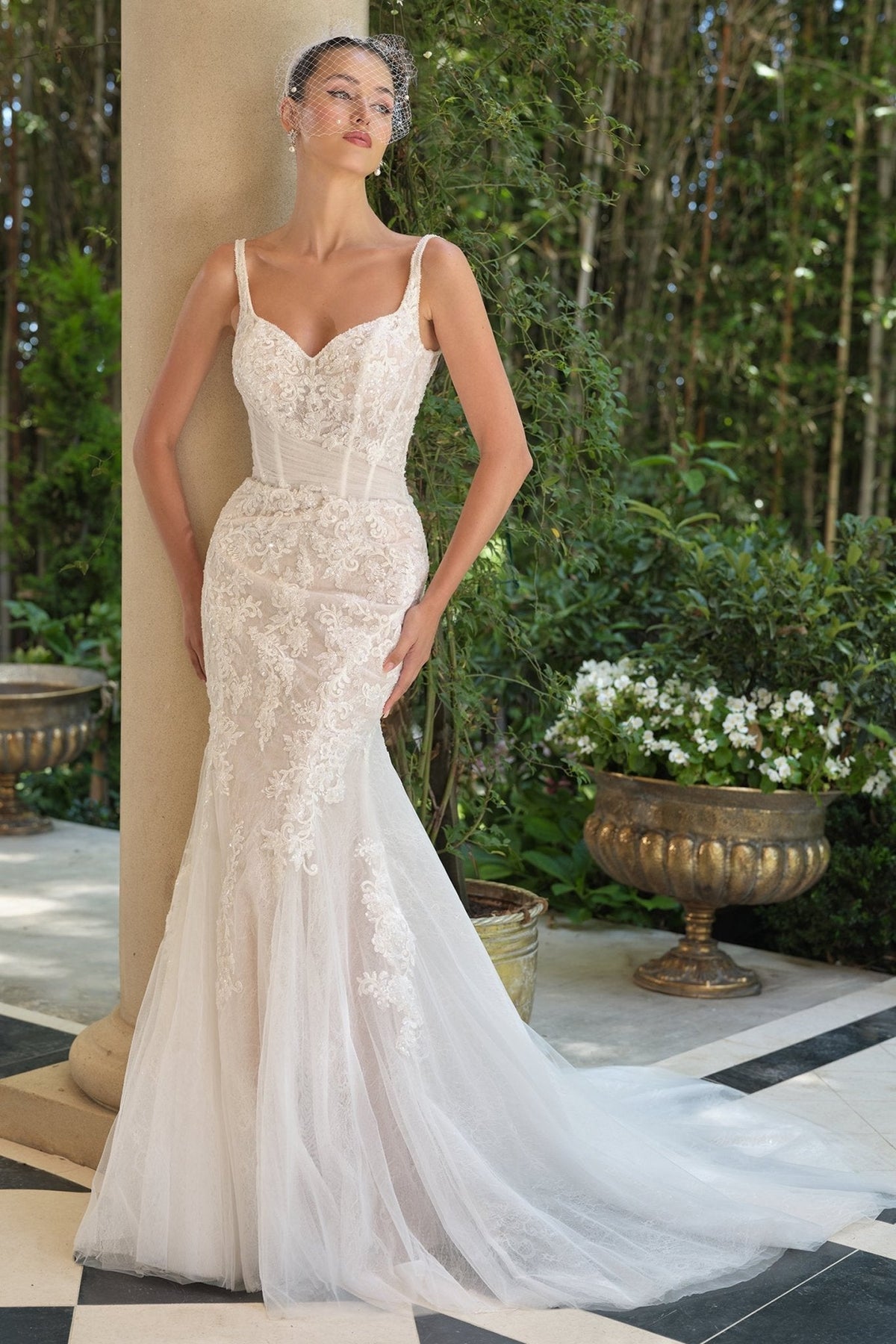Eurydice wedding dress in Off White-Nude, view 2