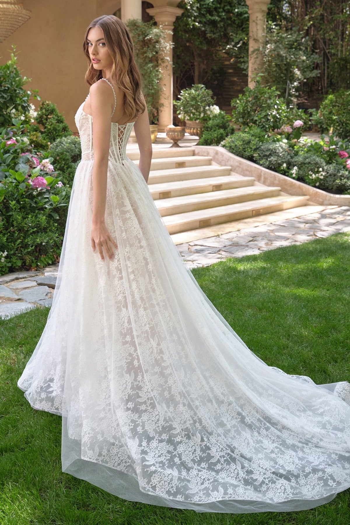 Fabiola wedding dress in Off White-Nude, view 4