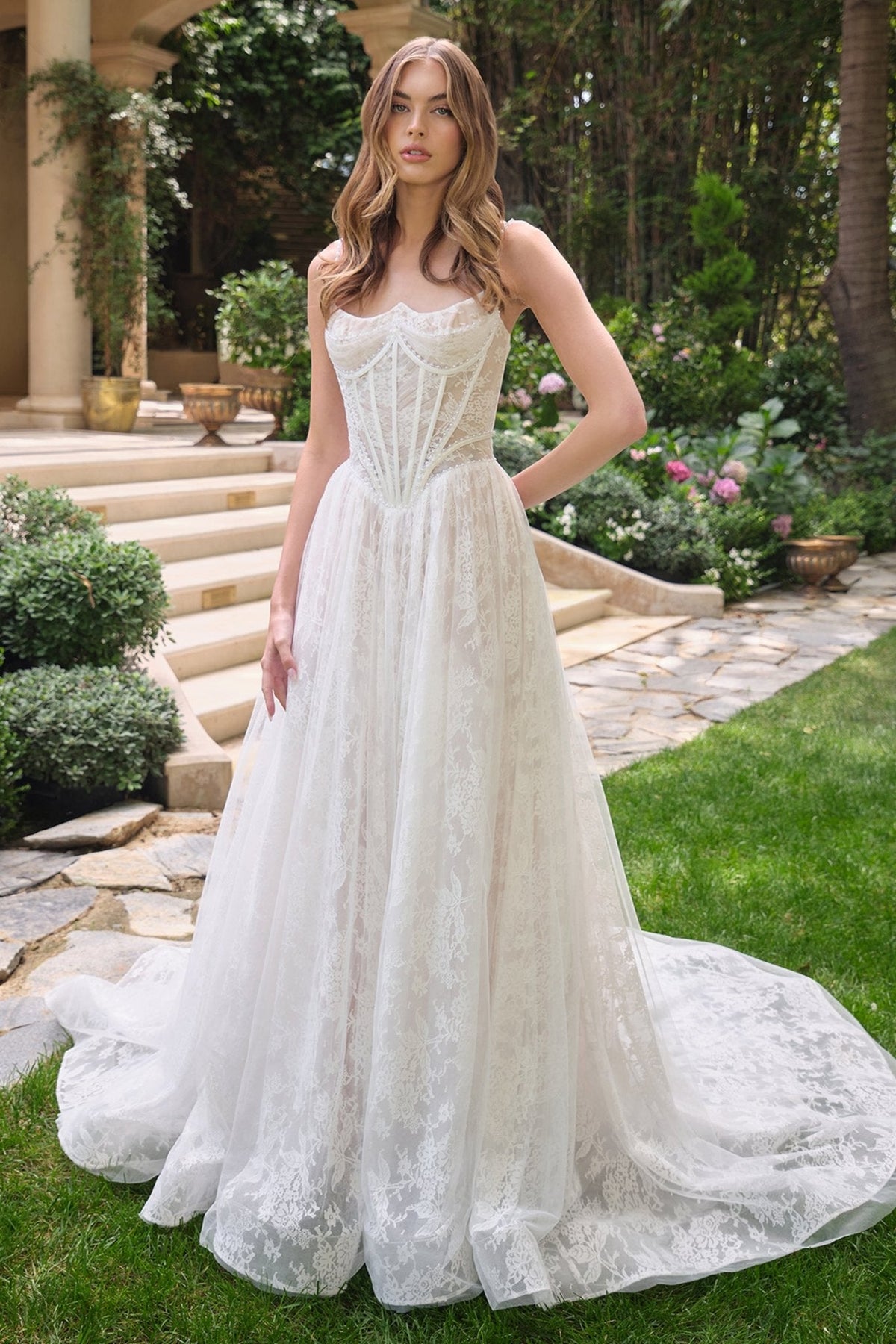 Fabiola wedding dress in Off White-Nude, view 5