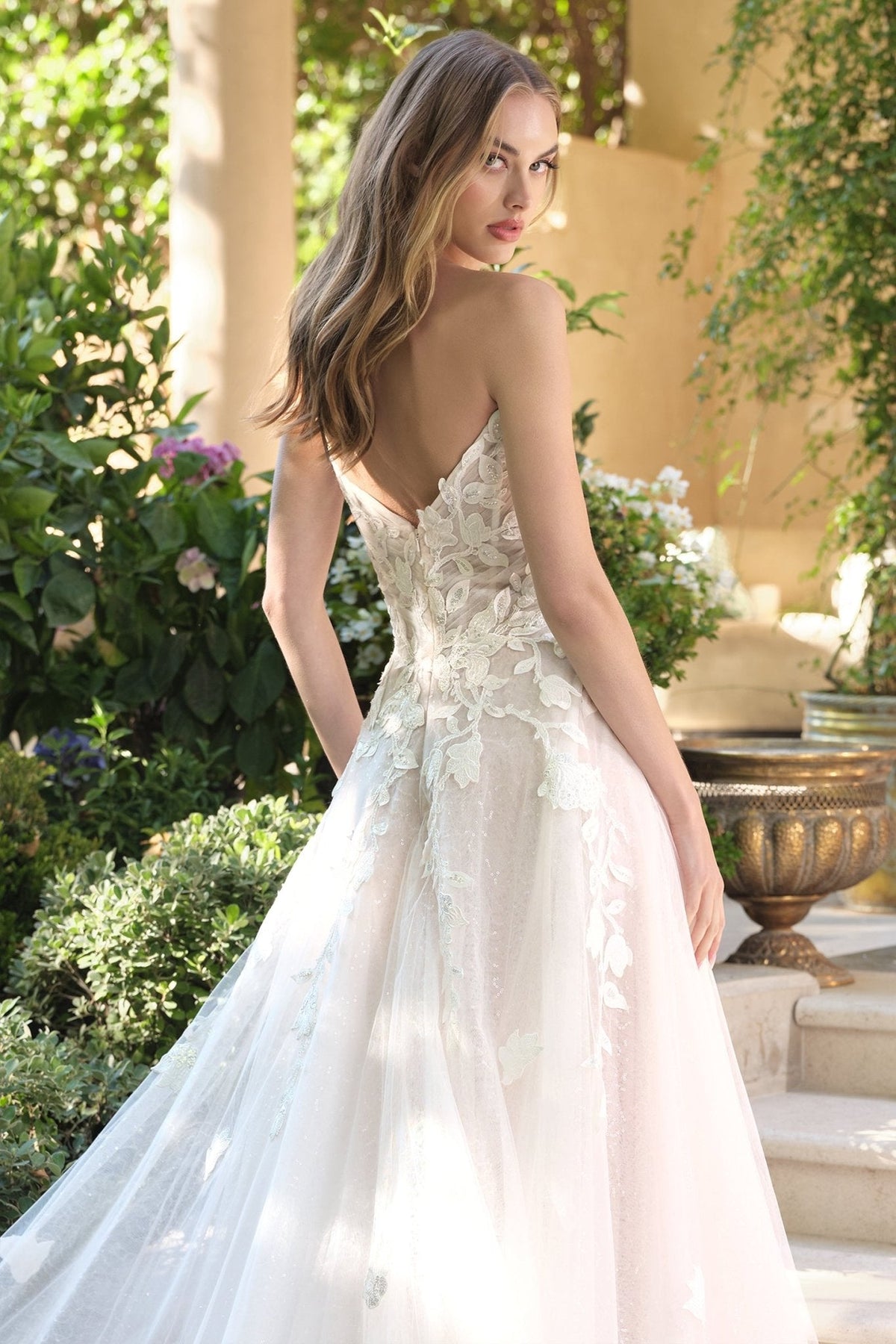 Faustina wedding dress in Off White-Nude, view 2