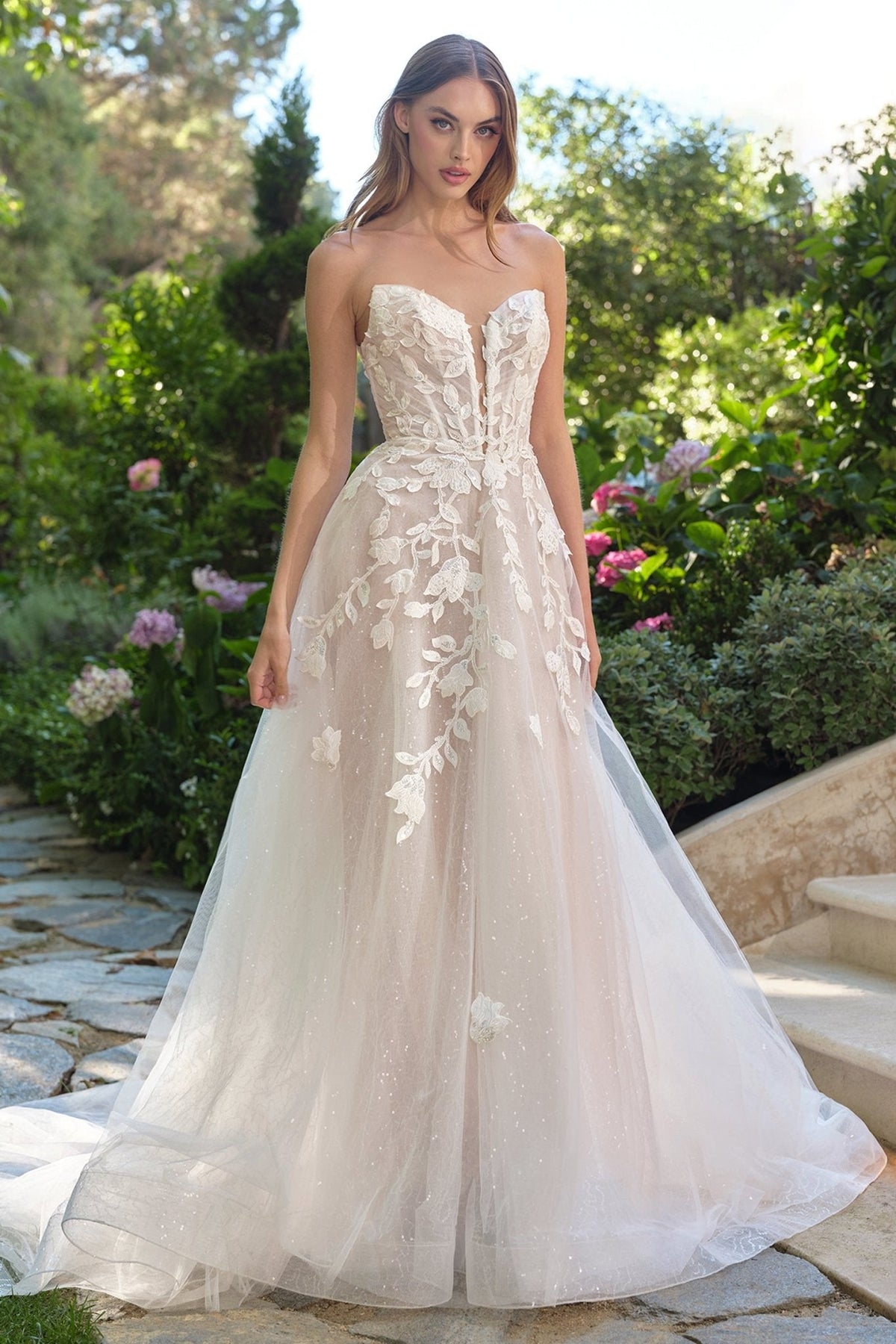 Faustina wedding dress in Off White-Nude, view 3