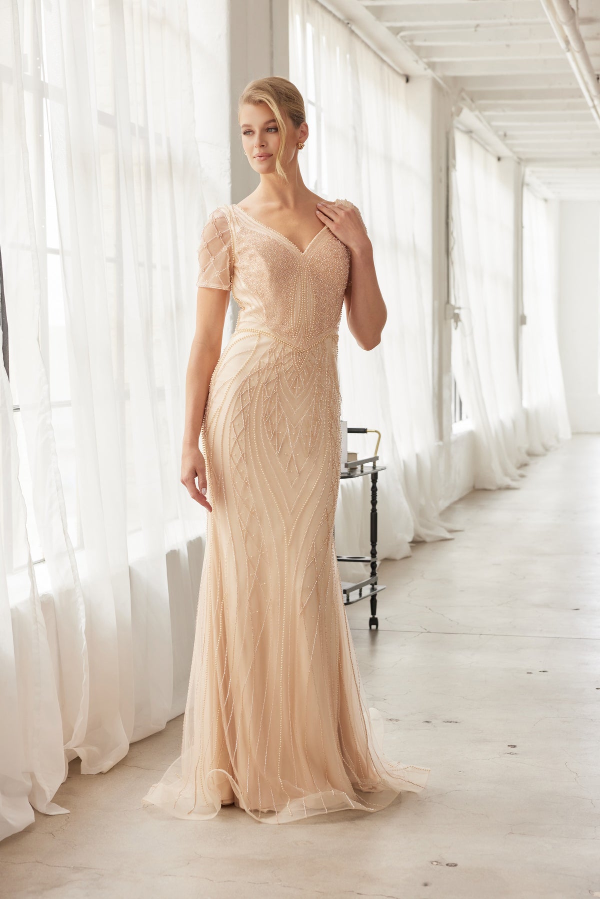 Floriane evening dress in Gold
