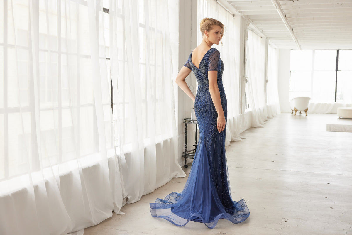 Floriane evening dress in Navy Blue