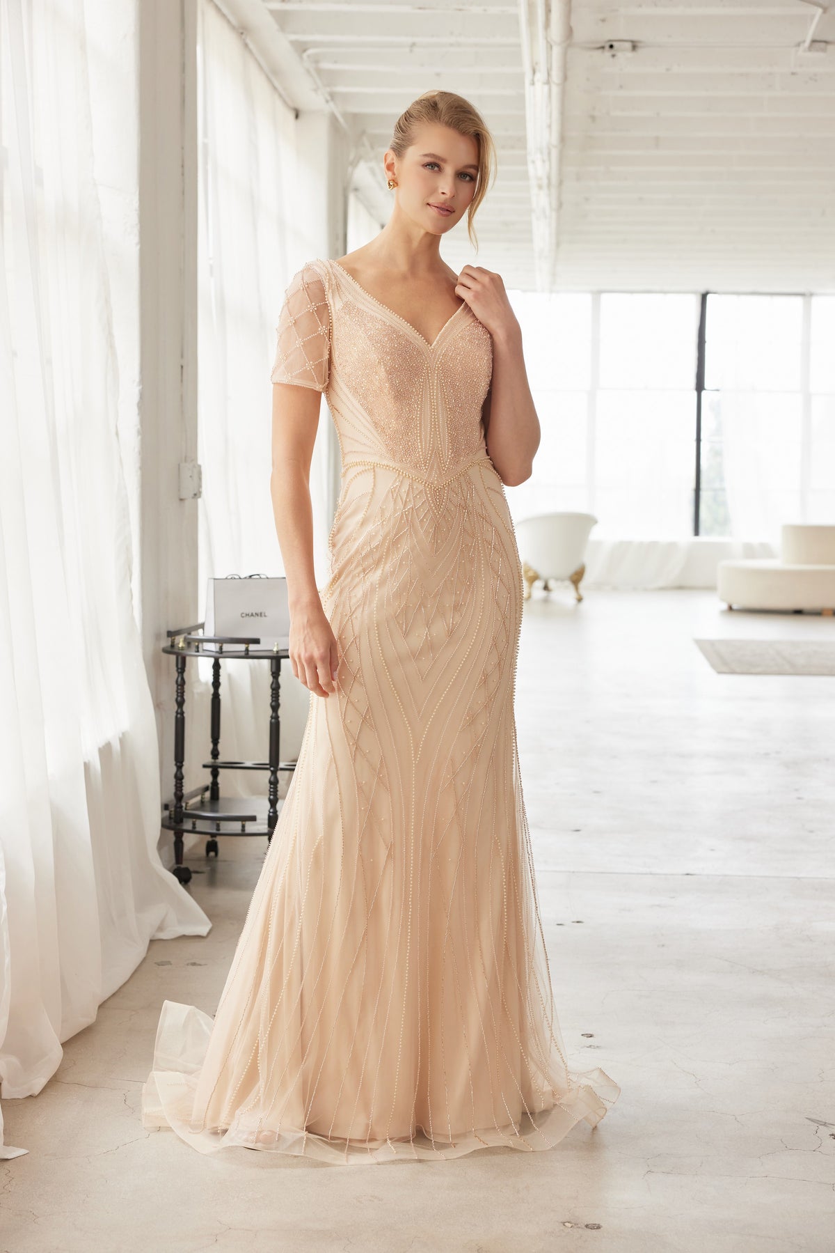 Floriane evening dress in Gold