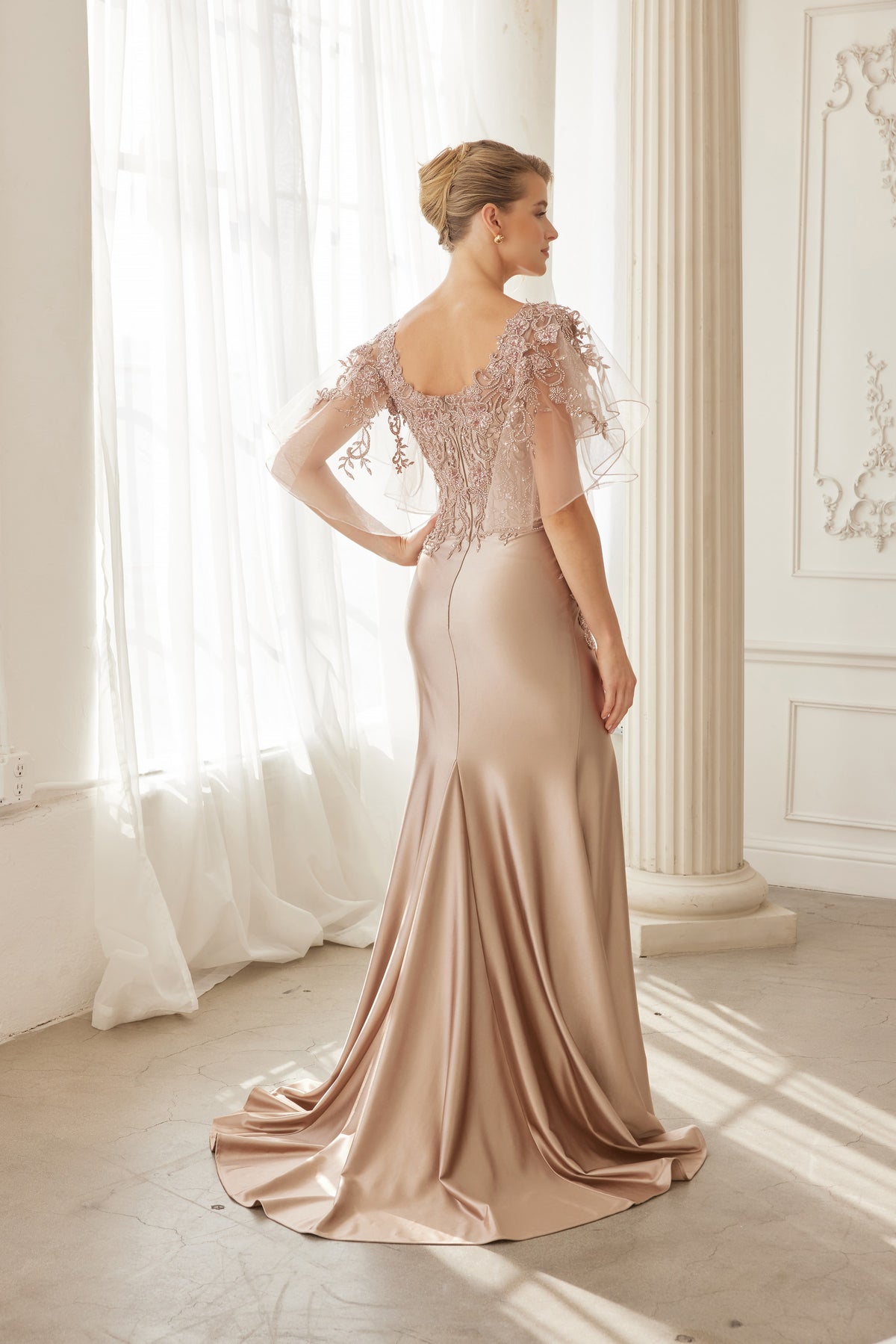 Gabriella evening dress in Mocha Gold