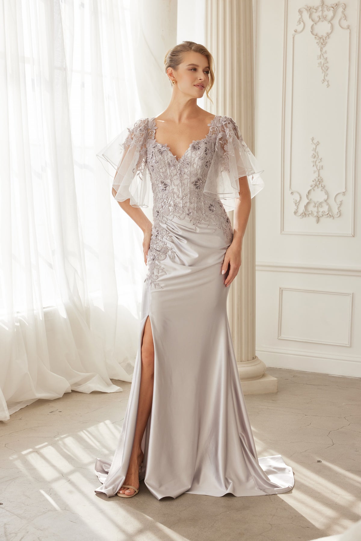 Gabriella evening dress in Silver