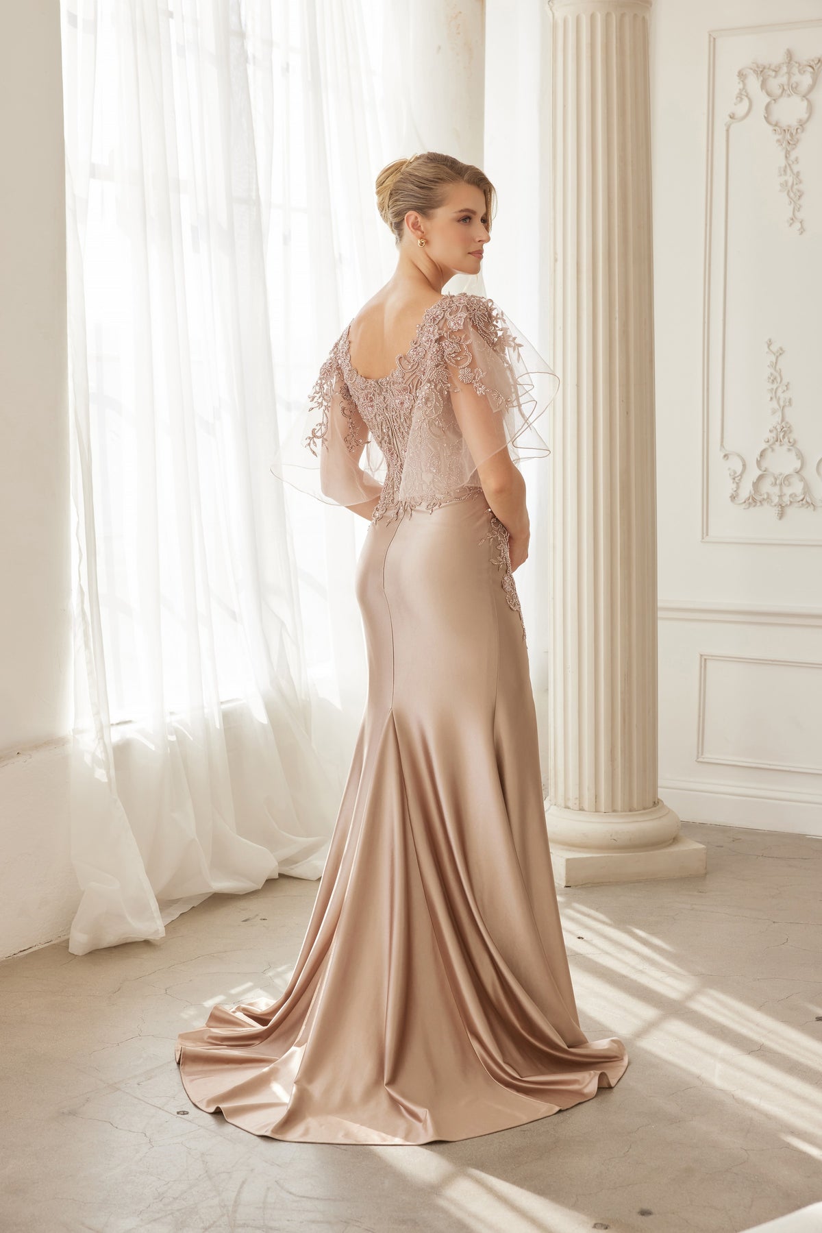 Gabriella evening dress in Mocha Gold
