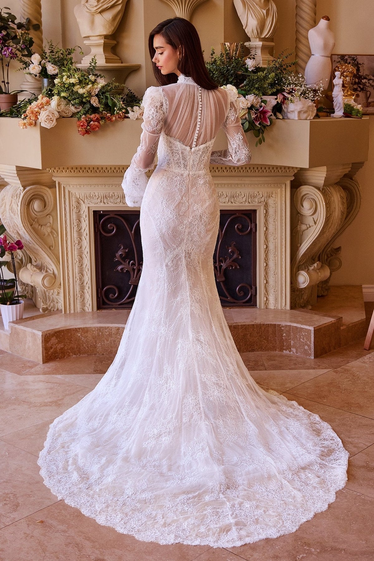 Gia wedding dress in Off White-Nude, view 3