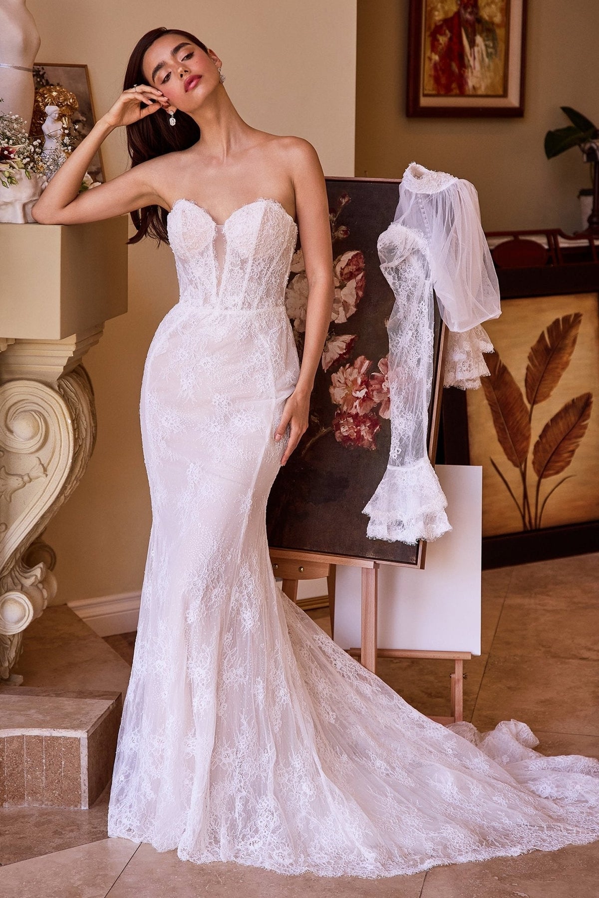 Gia wedding dress in Off White-Nude, view 5