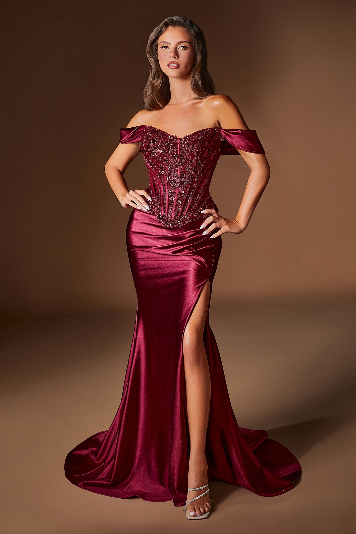 Ivanna Burgundy formal gown