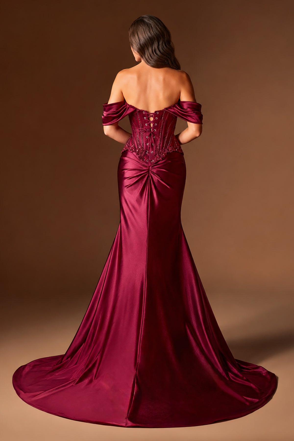 Ivanna Burgundy formal gown