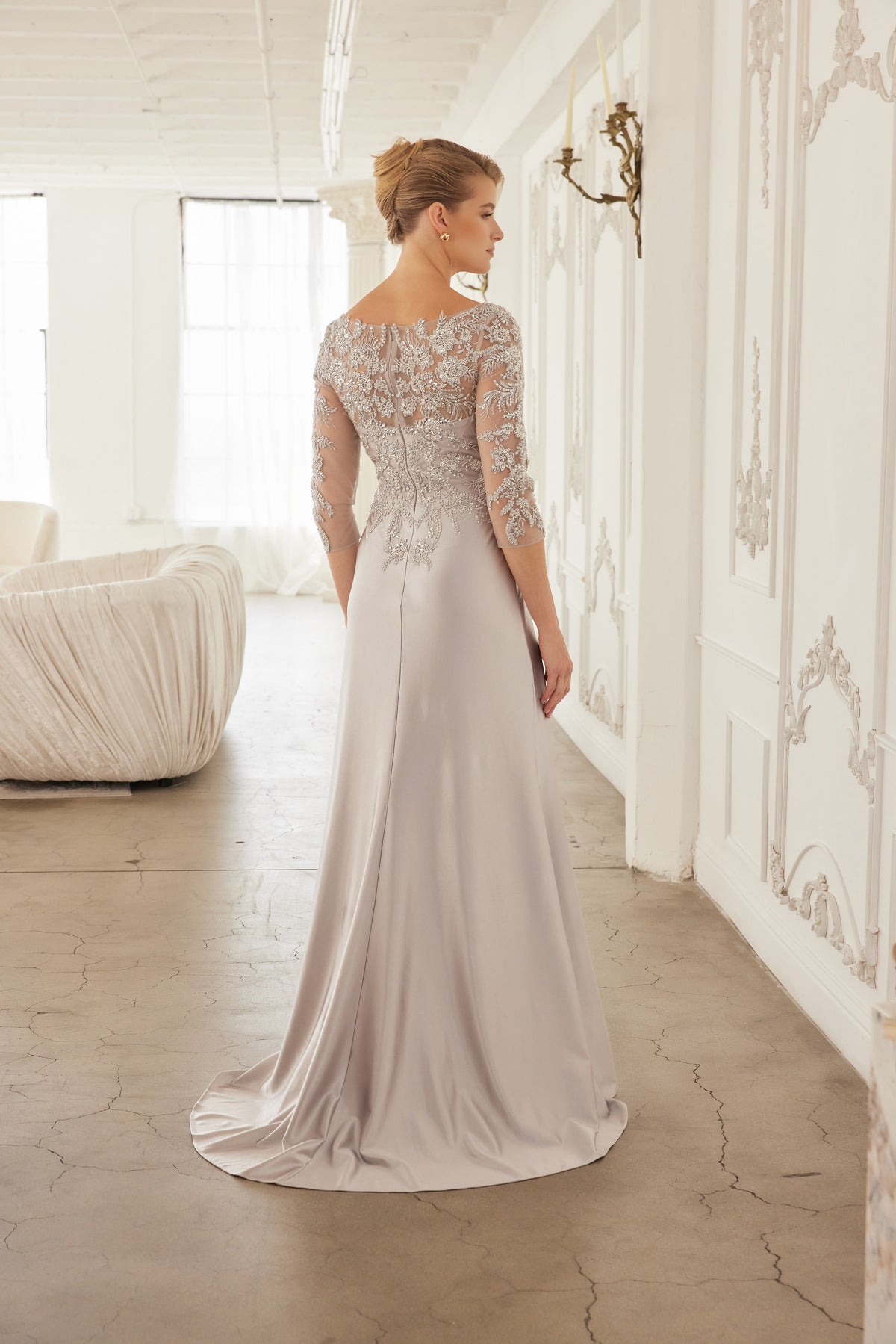 Letizia evening dress in Silver