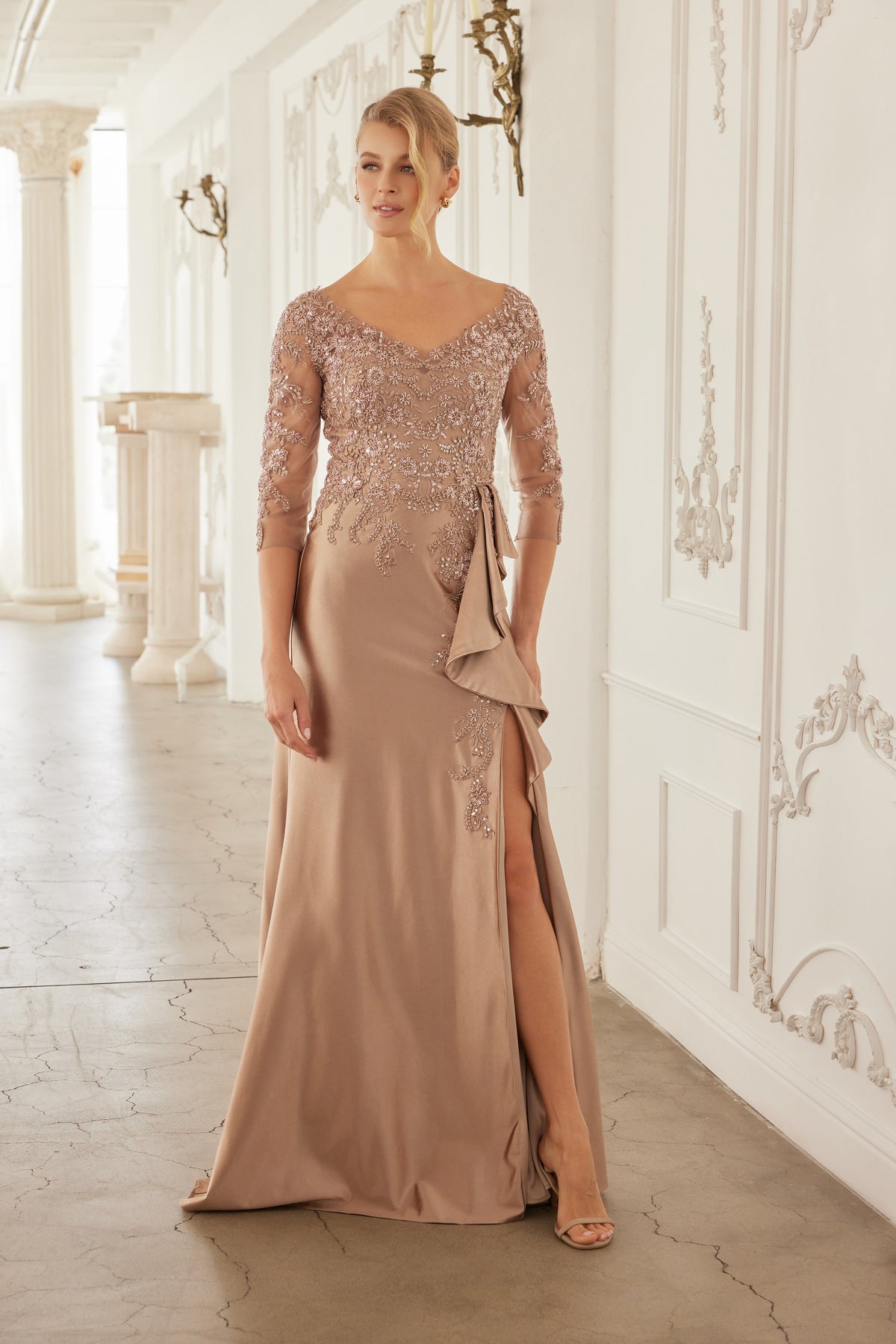 Letizia evening dress in Cappuccino