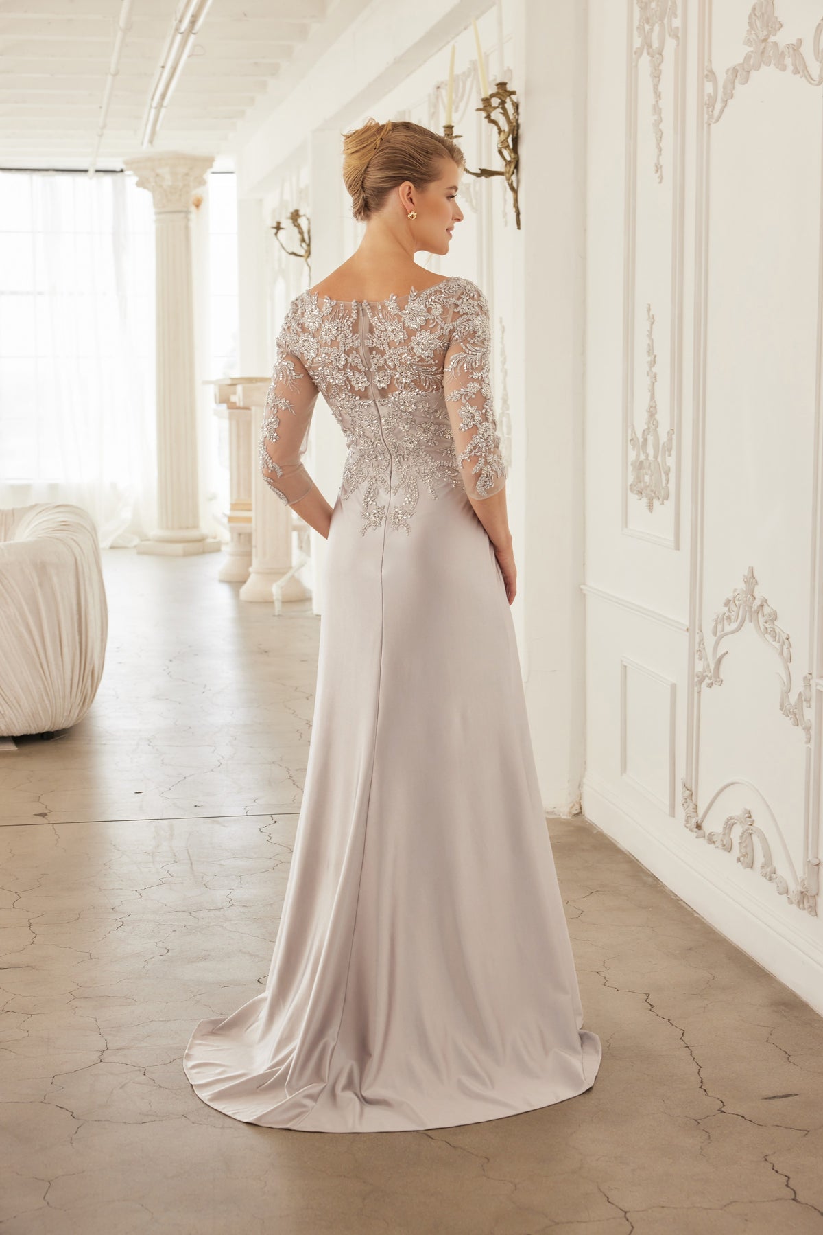 Letizia evening dress in Silver