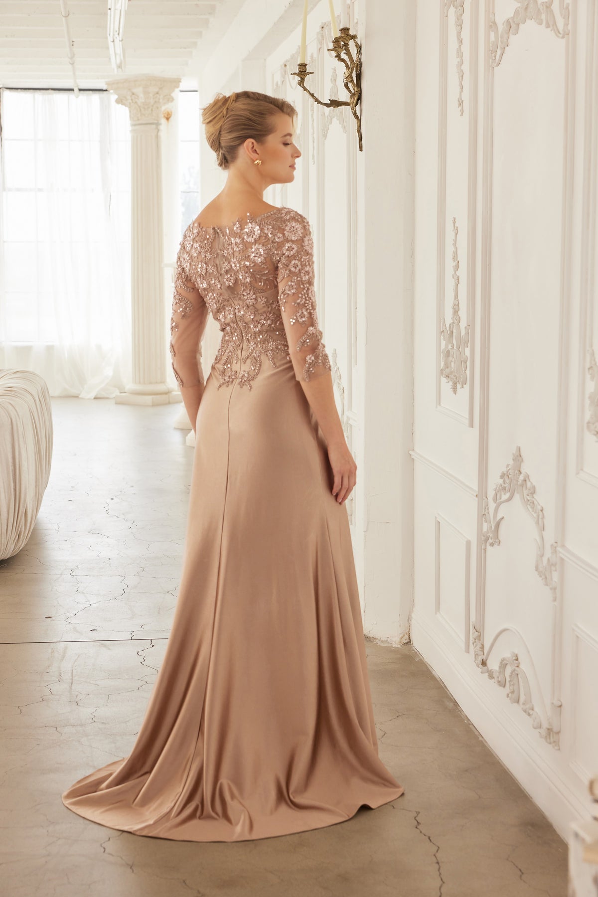 Letizia evening dress in Cappuccino