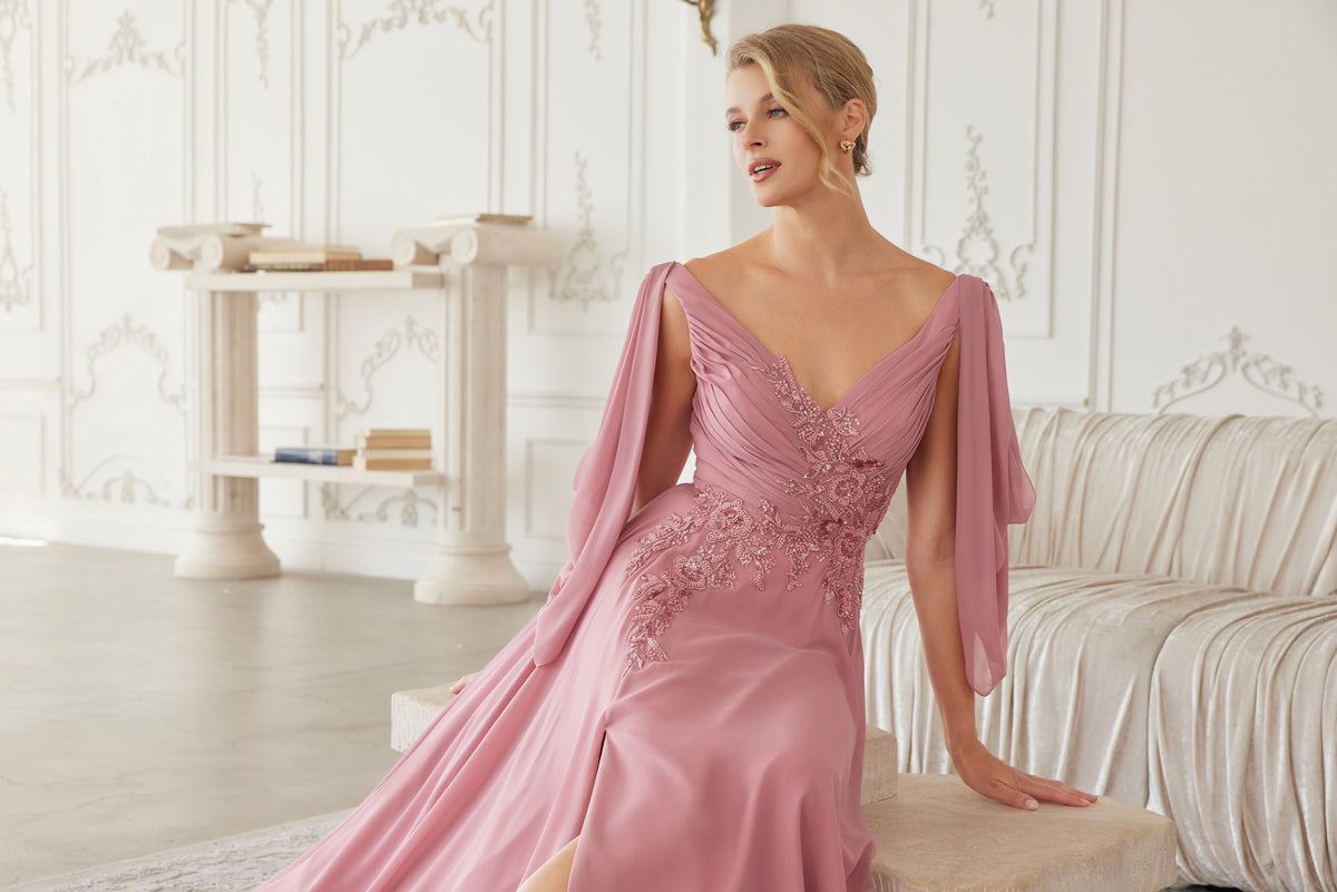 Ludovica evening dress in Mauve