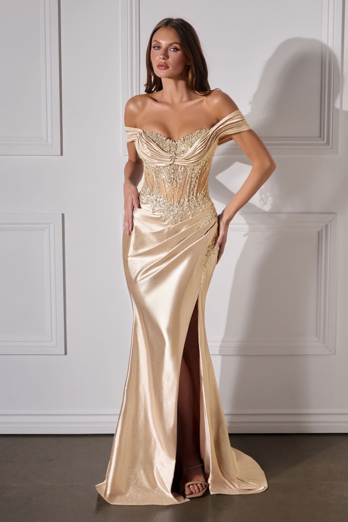 Lunaria dress in Champagne Gold — front view
