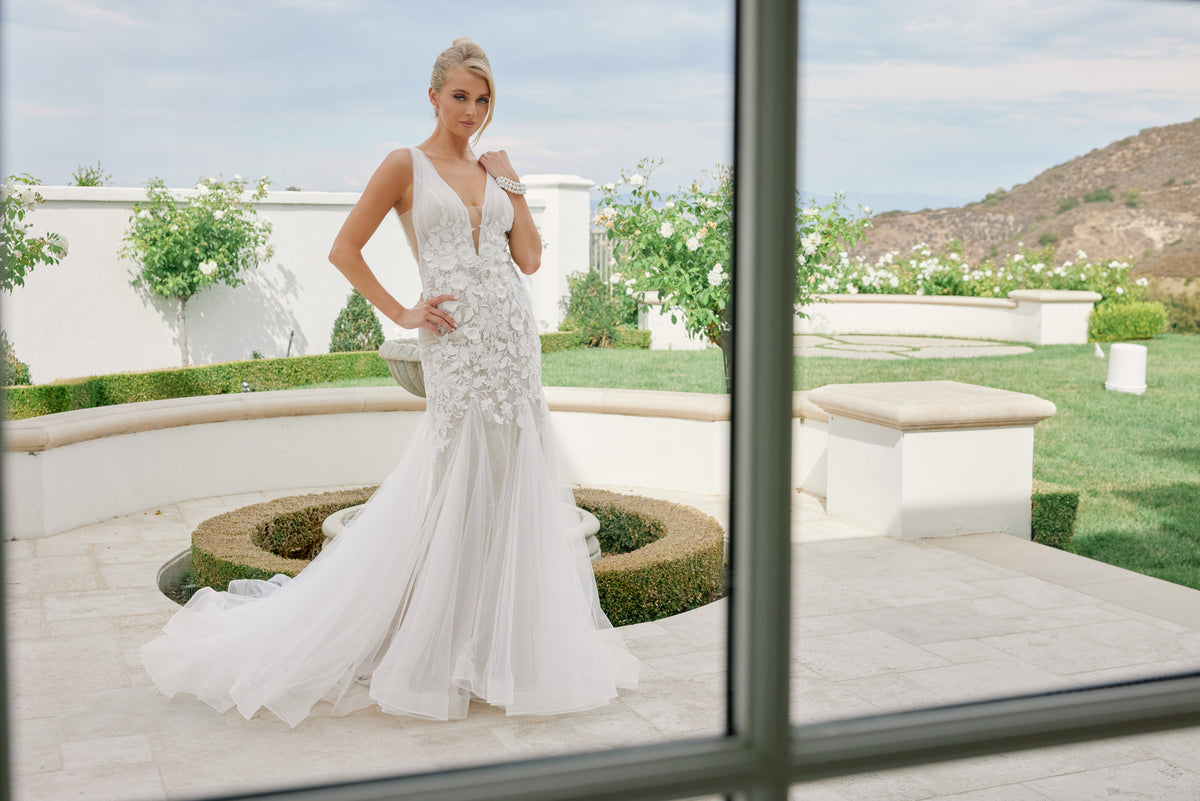 Marielle wedding dress in White &Nude
