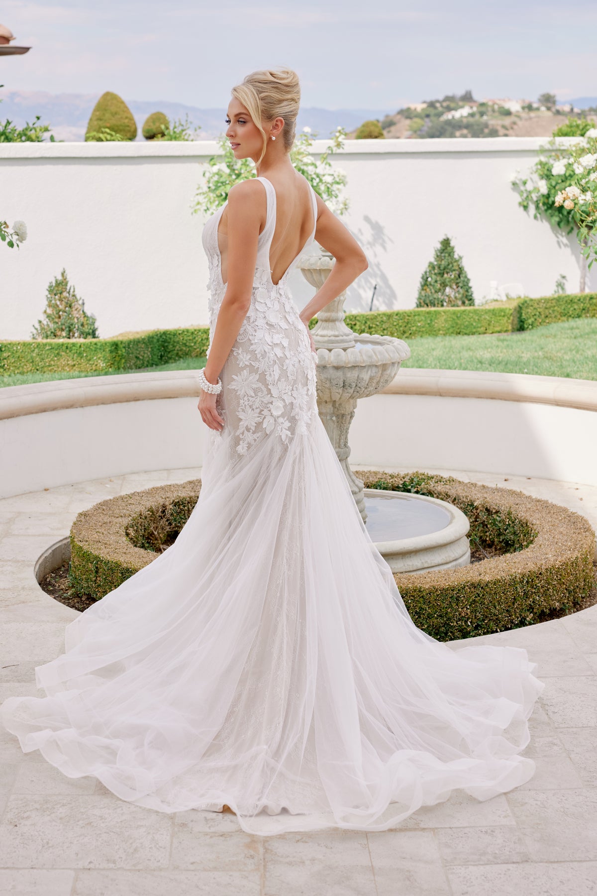 Marielle wedding dress in White &Nude