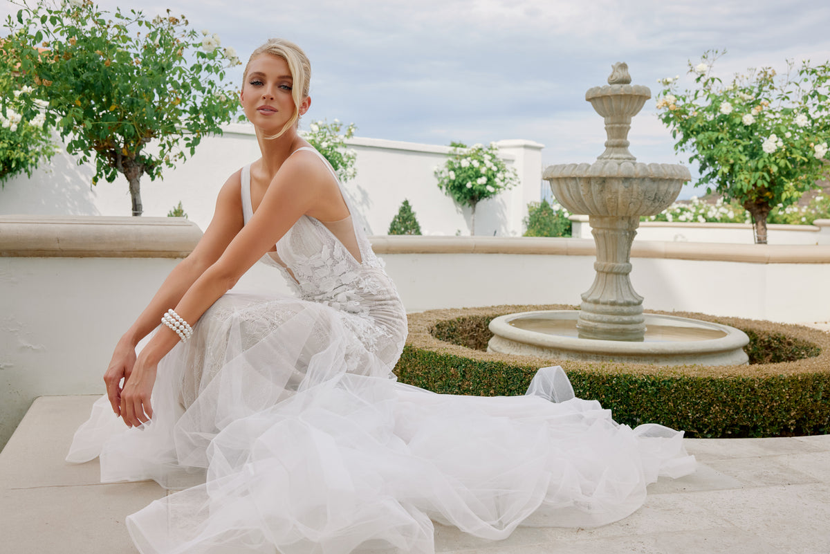 Marielle wedding dress in White &Nude