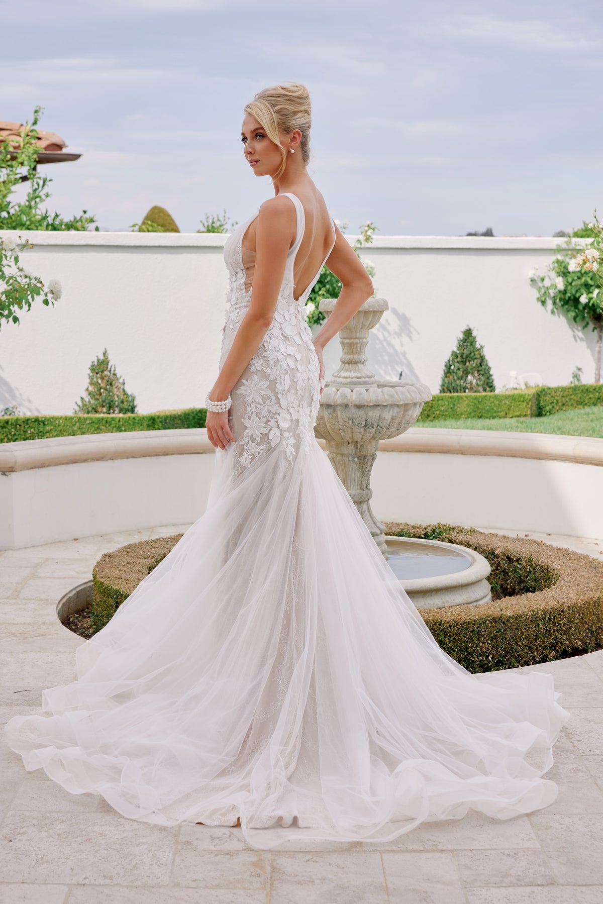 Marielle wedding dress in White &Nude
