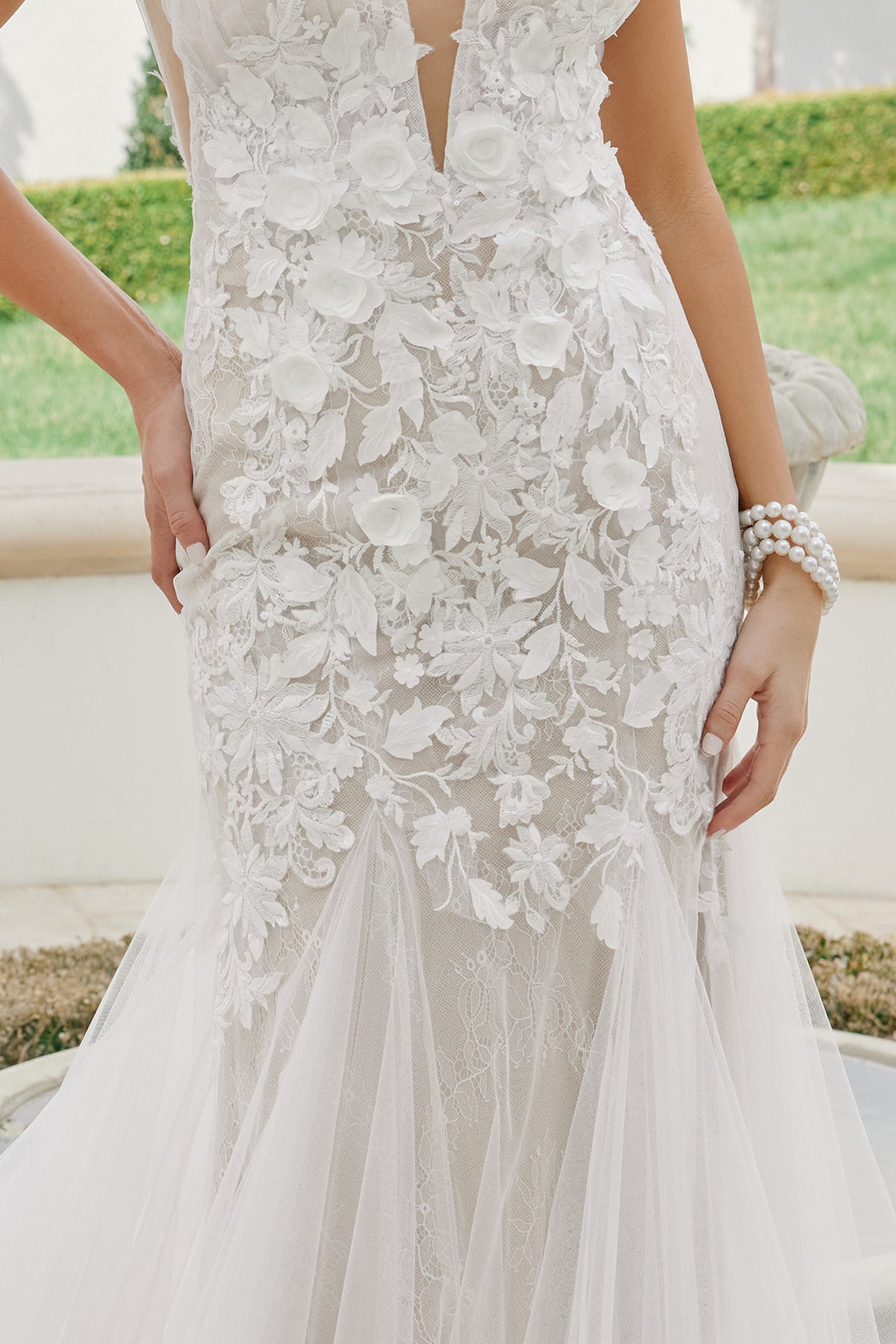 Marielle wedding dress in White &Nude