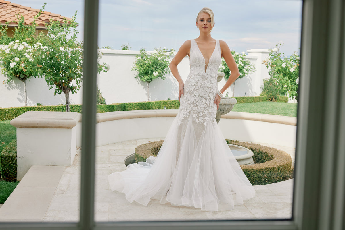 Marielle wedding dress in White &Nude