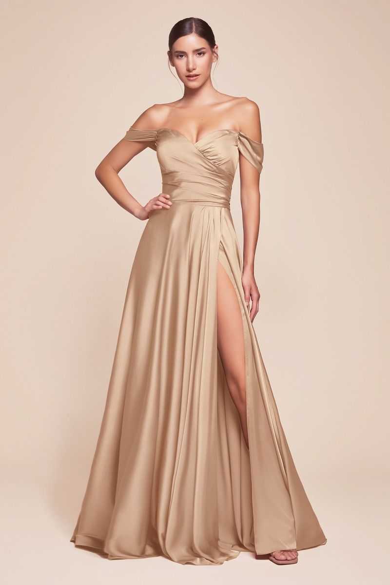 Natalie dress — Champagne Gold full-length front view.
