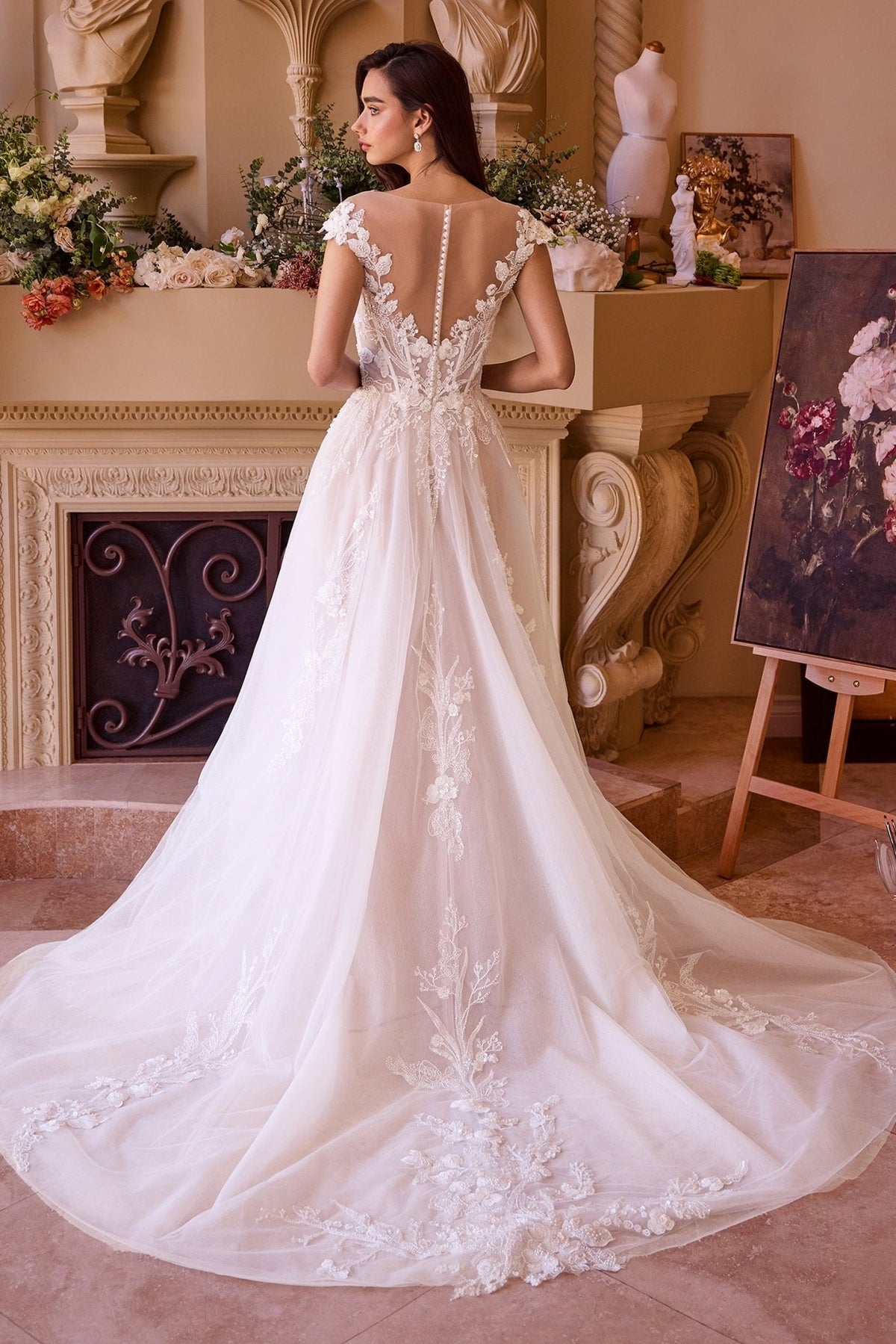 Nia wedding dress in Off White-Nude, view 3