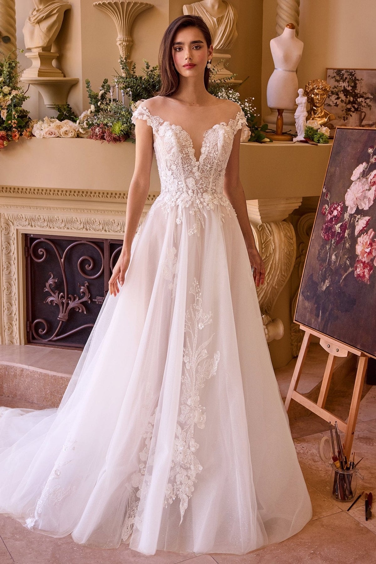 Nia wedding dress in Off White-Nude, view 4