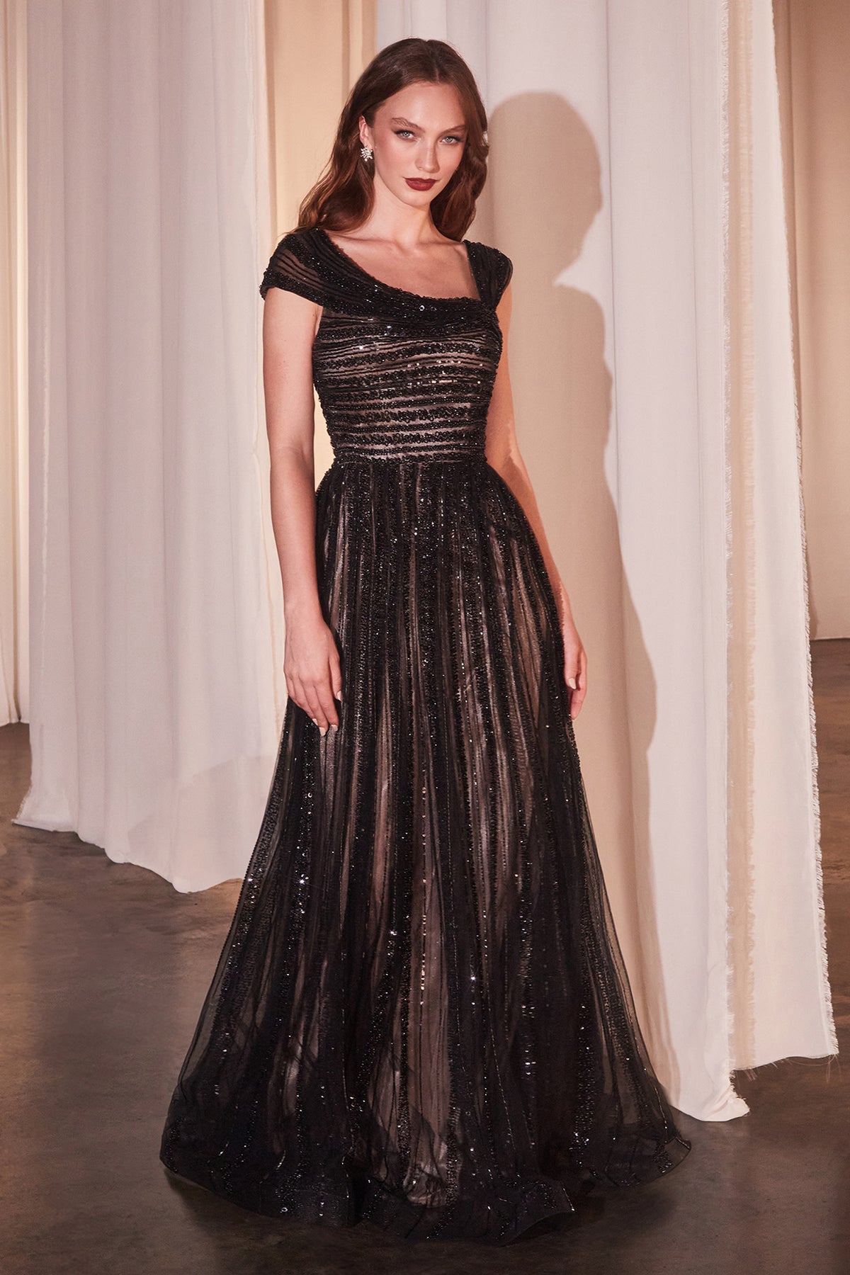 Palesa dress in Black/Nude — front view