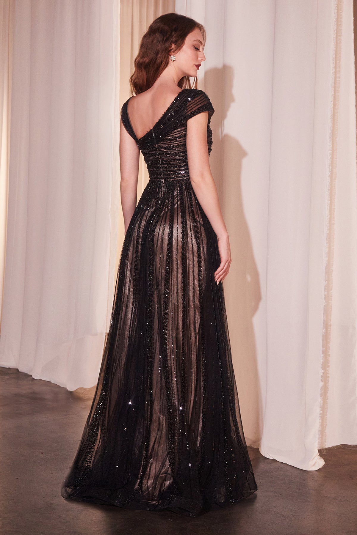 Palesa dress in Black/Nude — front view