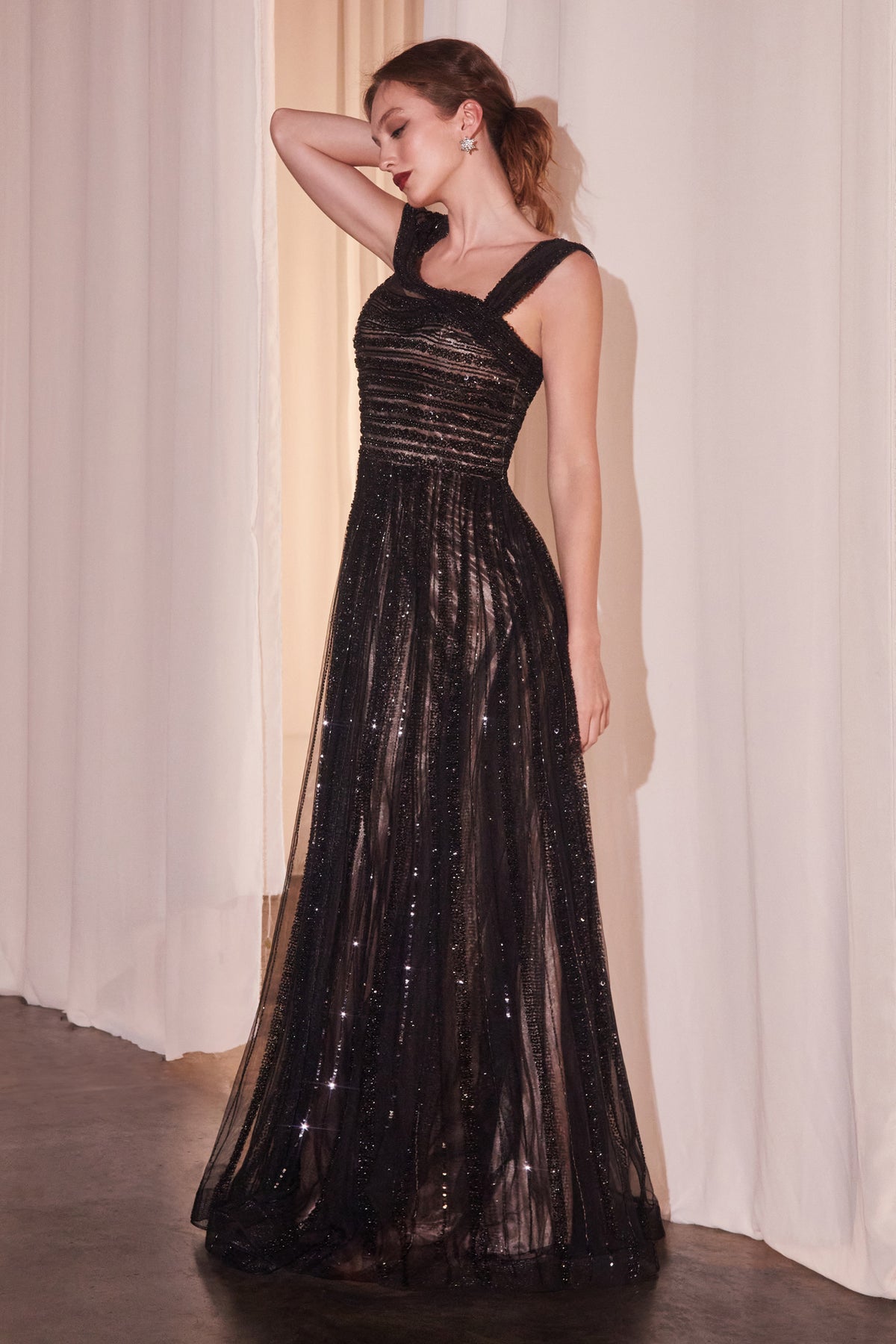 Palesa dress in Black/Nude — front view